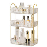 Akinbas 3-tier bathroom organizer left view shows ample cosmetic storage.