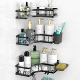 AKTECKE corner shower caddy fits 90 degree walls for compact bathroom organization.