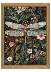 AKWISH framed vintage wall art with dragonflies and flowers adds timeless charm to living rooms.