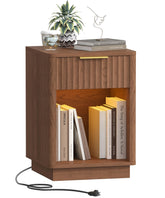 Akxomel fluted nightstand with wave pattern walnut adds modern elegance to your bedroom