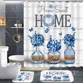 ALEXEX Blue Hydrangea shower curtain showcases durable waterproof fabric and vivid print.