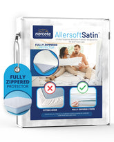 Allersoft RV6 mattress protector with secure six-sided zipper protects against dust and spills.