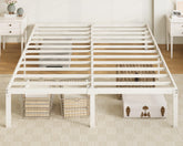 Allewie full-size bed frame with under-bed storage in white finish.
