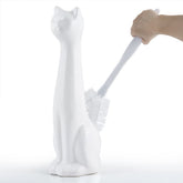 Allure Home Creation white cat toilet brush holder keeps bathroom tidy.