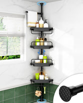 ALLZONE corner shower caddy pole demonstrates rustproof stainless steel for durable bathroom storage
