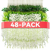 Alotiki Wisteria hanging flowers white 48-pack for wedding decor