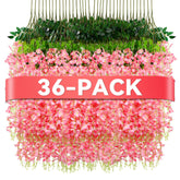 Alotiki pink wisteria hanging flowers, 3.6 ft garland, versatile wedding and party decor.