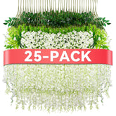 Alotiki Wisteria Hanging Flowers with white blooms on a branch for elegant home decor.