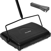 Alpine Industries manual carpet sweeper with triple brushes for fast pickup on carpets and hard floors.