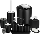 ALPIRIRAL black bathroom set on sink keeps essentials organized.