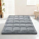 ALPSWAN twin gray futon unfolded for comfortable sleep
