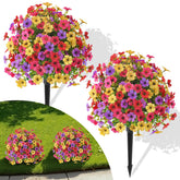 Alupssuc 20-inch outdoor topiary ball with mixed blooms enhances curb appeal.
