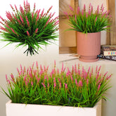 Alyptus 12 bundles of artificial monkey grass with pink flowers for outdoor pots; year-round color