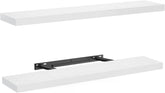 AMADA HOMEFURNISHING white wall-mounted floating shelves provide stylish storage.