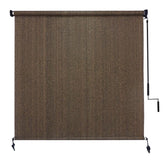 Amagenix Outdoor Roller Shade 8x8 Mocha, rolled up to save space