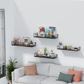 Amaoot floating shelves set of 4 with varied sizes, showcasing natural wood grain for stylish storage
