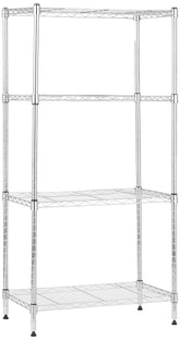 Amazon Basics 4-shelf unit in garage setup offers accessible storage and visibility