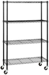 Amazon Basics 4-shelf heavy-duty garage shelving on casters for mobile tool storage
