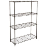 Amazon Basics 4-shelf wire rack front view, sturdy steel construction for garage storage.