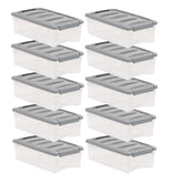 Amazon Basics 5-qt storage bin with a latching lid for secure, dust-resistant storage.