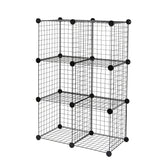 Amazon Basics 6-Cube wire-grid storage assembly demonstrates tool-free setup and modular versatility.