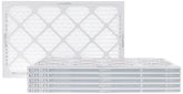 Amazon Basics air filter 6-pack front view showing the durable frame and packaging