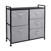 Amazon Basics closet organizer front view with five fabric drawers for organized storage.