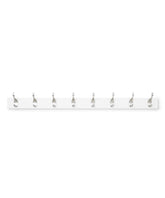 Amazon Basics 8-hook wall mounted coat rack with wood base keeps entryway organized.