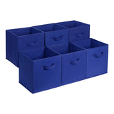 Amazon Basics collapsible cube storage set in navy with six bins for tidy closet organization.