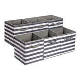 Amazon Basics collapsible fabric storage bin with handles, white/grey stripe, ideal for closet organization