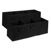 Amazon Basics collapsible fabric storage cubes six-pack in black for organized closet storage.