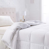 Amazon Basics down-alternative comforter king overview showing plush all-season warmth