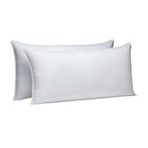 Amazon Basics down-alternative king pillow, front view, supports back and side sleepers