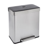 Amazon Basics dual-compartment recycling trash can with two inner liners for easy sorting
