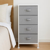 Amazon Basics fabric 4-drawer unit in closet showing white finish and organization benefits