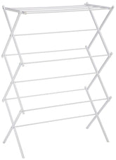 Amazon Basics foldable drying rack, front view, ideal for indoor air drying.