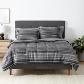 Amazon Basics full/queen comforter set in gray Calvin stripe for stylish all-season warmth