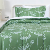 Amazon Basics lightweight microfiber comforter in green floral for all-season comfort