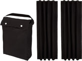 Amazon Basics portable blackout curtain 2-pack blocks light for better rest.