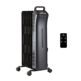 Amazon Basics portable oil space heater with remote front view for adjustable warmth