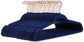 Amazon Basics slim velvet hangers navy-rose-gold keep garments secure and closet space-efficient.