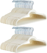 Amazon Basics slim velvet hangers ivory beige front view for organized closet space