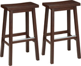 Amazon Basics solid wood saddle-seat stool 29 inch with walnut finish, ideal for kitchen island seating.