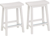 Amazon Basics solid wood saddle-seat stool, front view, ideal for casual meals at counters.