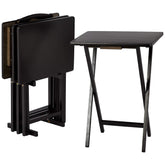 Amazon Basics TV tray folding black 4-pack for portable meals and crafts.