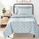 Amazon Basics twin-xl comforter with gray leaf print for cozy bedding