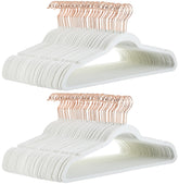 Amazon Basics velvet non-slip suit hangers in ivory and rose gold keep shirts neat and space-efficient.
