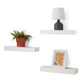 Amazon Basics wood floating wall shelves in white, front view showing clean display options