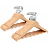Amber Home 20-pack natural wooden hanger with 15-inch width keeps shirts neatly aligned.
