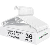 Amber Home 36-pack heavy-duty plastic hangers for sturdy closet organization.